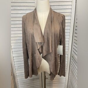 Bagatelle Collection Women's Faux-Suede Drape Open Front Jacket Size L NWT